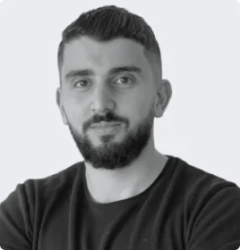a black and white headshot of a team member